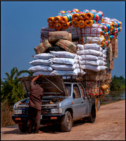 Overloaded truck in Cambodia