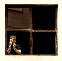 Man in window