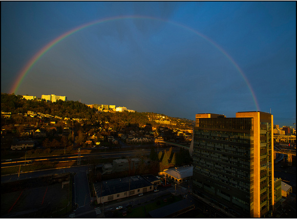 Early morning rainbow, Portland, Oregon